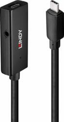 Lindy 43356 USB-C apa - USB-C anya 3.2 Gen 1 Aktív hosszabbító kábel - Fekete (5m) (43356)