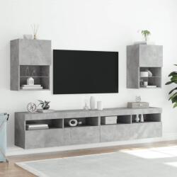 vidaXL 2 db betonszürke TV-szekrény LED-világítással 40, 5 x 30 x 60 cm (837036) - vidaxl