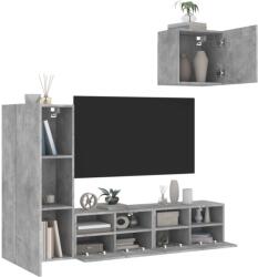 vidaXL 4 darab betonszürke szerelt fa fali TV-bútor (3216503)