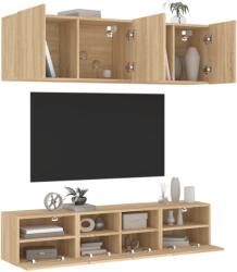 vidaXL 5 darab füstös tölgyszínű szerelt fa falra szerelhető TV-bútor (3216513) - vidaxl