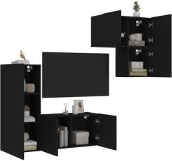 vidaXL 4 darab fekete szerelt fa falra szerelhető TV-bútor (3216429) - vidaxl