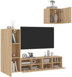 vidaXL 4 darab füstös tölgyszínű szerelt fa falra szerelhető TV-bútor (3216502)
