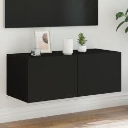 vidaXL fekete fali TV-szekrény LED-világítással 80x35x31 cm (837283)