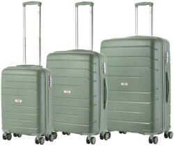 TravelZ Big Bars zöld 4 kerekű 3 részes bőrönd szett (Big-Bars-szett-zold)