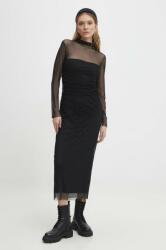 ANSWEAR rochie culoarea negru, midi, mulata BBYH-SUD02Z_99X