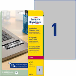 Avery Zweckform Etikett címke speciális L6013-8 ipari ezüst poliészter 210x297mm 8ív Avery