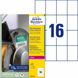Avery Zweckform Etikett címke B5274-50 ultra ellenálló 52x74mm 50ív fehér Avery fehér