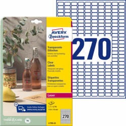 Avery Zweckform Etikett címke speciális L7785-25 víztiszta átlátszó 17, 8x10mm 25ív Avery