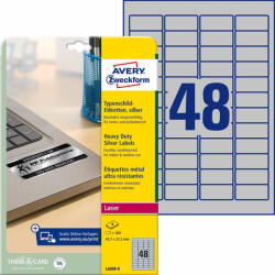 Avery Zweckform Etikett címke speciális L6009-8 ipari ezüst poliészter 45, 7x21, 2mm 8ív Avery