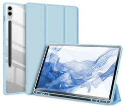 Samsung Tab S9 FE Plus (12.4) SM-X610 / X616B, mappa tok, Trifold, légpárnás sarok, közepesen ütésálló, érintőceruza tartó, átlátszó hátlap, Dux Ducis Toby, kék