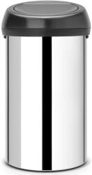 Brabantia Touch Bin nyomófedeles hulladékgyűjtő XXL, 60L - H méret, fényes r. m. acél test, matt fekete fedő - 402586 (402586)