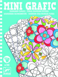 DJECO Planse de colorat pentru copii, Mini Grafic, 30 planse cu flori, Djeco (DJ05380) Carte de colorat