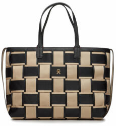 Tommy Hilfiger Táska Tommy Hilfiger Iconic Tommy Tote Woven AW0AW16087 White Clay / Black 0GJ 00