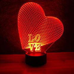 Love & Lights Nagy szív, LOVE felirattal 3d illúzió lámpa