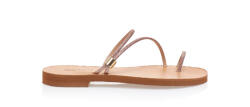 Tsoukalas Sandale bronze lucrate manual din piele regenerată cu baretă oblică lurex și design cu inel