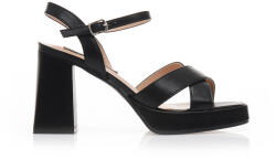 Tsoukalas Sandale cu toc Negre imitație de piele cu căpută încrucișată și fiapa - tsoukalas-shoes - 138,83 RON