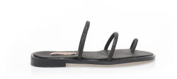 Tsoukalas Sandale negre lucrate manual din piele regenerată cu barete și design cu inel cu strasuri