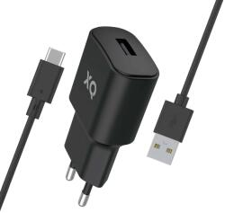 XQISIT NP Travel Charger Single USB-A 2.4A w. USB- black (50857)