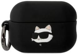 Karl Lagerfeld AirPods Pro 2 husă neagră din silicon Choupette Head 3D (KLAP2RUNCHK)