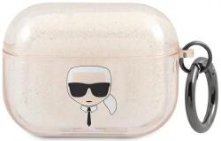 Karl Lagerfeld Husă Karl Lagerfeld KLAPUKHGD pentru AirPods Pro, aurie, Glitter, capul lui Karl (KLAPUKHGD)