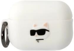 Karl Lagerfeld AirPods Pro 2 husă albă din silicon Choupette Head 3D (KLAP2RUNCHH)