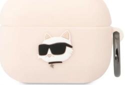 Karl Lagerfeld AirPods Pro husă roz din silicon Choupette Head 3D (KLAPRUNCHP)