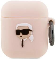 Karl Lagerfeld AirPods 1/2 husă roz din silicon Karl Head 3D (KLA2RUNIKP)