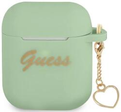 Guess Husă Guess GUA2LSCHSN pentru AirPods, verde, din silicon, Charm Heart Collection (GUA2LSCHSN)
