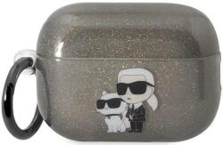 Karl Lagerfeld husă AirPods Pro 2 neagră cu logo sclipitor Karl&Choupette (KLAP2HNKCTGK)
