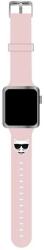Karl Lagerfeld curea KLAWLSLCP Apple ceas 42/44/45mm curea roz silicon Choupette Heads (KLAWLSLCP)