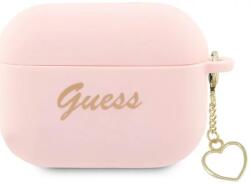Guess husă AirPods Pro 2 roz din silicon Charm Heart Collection (GUAP2LSCHSP)