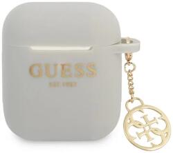 Guess GUA2LSC4EG husă pentru AirPods gri, silicon, charm 4G Collection (GUA2LSC4EG)