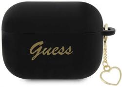 Guess husă AirPods Pro 2 neagră din silicon Charm Heart Collection (GUAP2LSCHSK)
