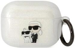 Karl Lagerfeld husă transparentă cu sclipici pentru AirPods Pro Karl&Choupette (KLAPHNKCTGT)
