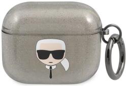 Karl Lagerfeld Carcasă pentru AirPods 3 Karl Lagerfeld KLA3UKHGK neagră Glitter Karl`s Head (KLA3UKHGK)