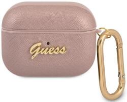 Guess Ghici GUAPSASMP AirPods Pro acoperă roz Saffiano Script Metal Collection (GUAPSASMP)