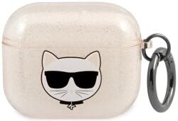 Karl Lagerfeld KLA3UCHGD husă pentru AirPods 3, aurie, Glitter Choupette (KLA3UCHGD)