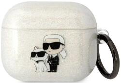 Karl Lagerfeld husă transparentă cu sclipici pentru AirPods 3 Karl&Choupette (KLA3HNKCTGT)