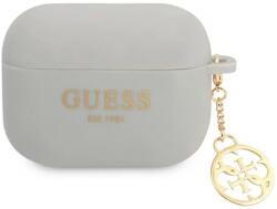 Guess GUAPLSC4EG husă pentru AirPods Pro gri, charm din silicon 4G Collection (GUAPLSC4EG)