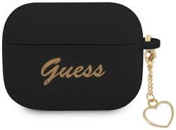 Guess GUAPLSCHSK husă pentru AirPods Pro, neagră, Silicone Charm Collection (GUAPLSCHSK)