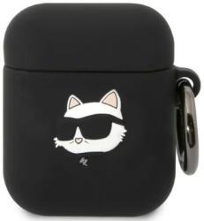 Karl Lagerfeld AirPods 1/2 husă neagră din silicon Choupette Head 3D (KLA2RUNCHK)
