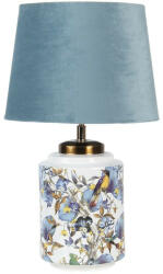 Clayre & Eef Tropical kerámia asztali lámpa, kék textil búrával (6LMC0040)