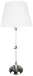 Clayre & Eef Fehér ezüst fém asztali lámpa fehér textil-műanyag lámpaernyővel, 18x44cm (6LMC0068)