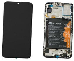 Huawei P Smart 2020 Előlap keret+LCD Kijelző+Érintőüveg+Akkumulátor, Fekete (02353RJT, POT-LX1A) Gyári, Service Pack