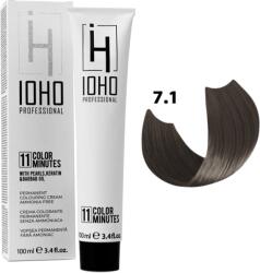 IOHO Professional Vopsea de Par Permanenta Fara Amoniac - Color 11 Minutes 7.1 Blond Cenusiu - IOHO Professional