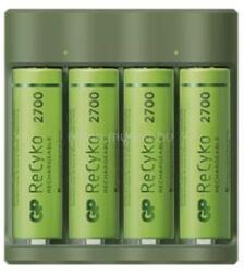 Gp Batteries RECYKO B421 akkutöltő LED jelzés, 4xAA elem kompatibilis + 4db 2000mAh AAA elem, SÖTÉTZÖLD (B52427U) (B52427U)