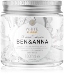 Ben & Anna Natural Toothpaste White Fluoride pastă de dinți în borcan de sticlă cu flor 100 ml
