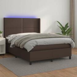 vidaXL barna műbőr rugós ágy matraccal és LED-del 140x190 cm (3139322) - pepita