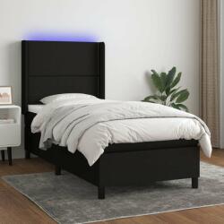 vidaXL fekete szövet rugós és LED-es ágy matraccal 90x200 cm (3138207) - pepita