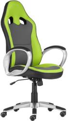  Főnöki szék, mesh és műbőr borítás, műanyag lábkereszt, "OREGON", szürke-zöld
